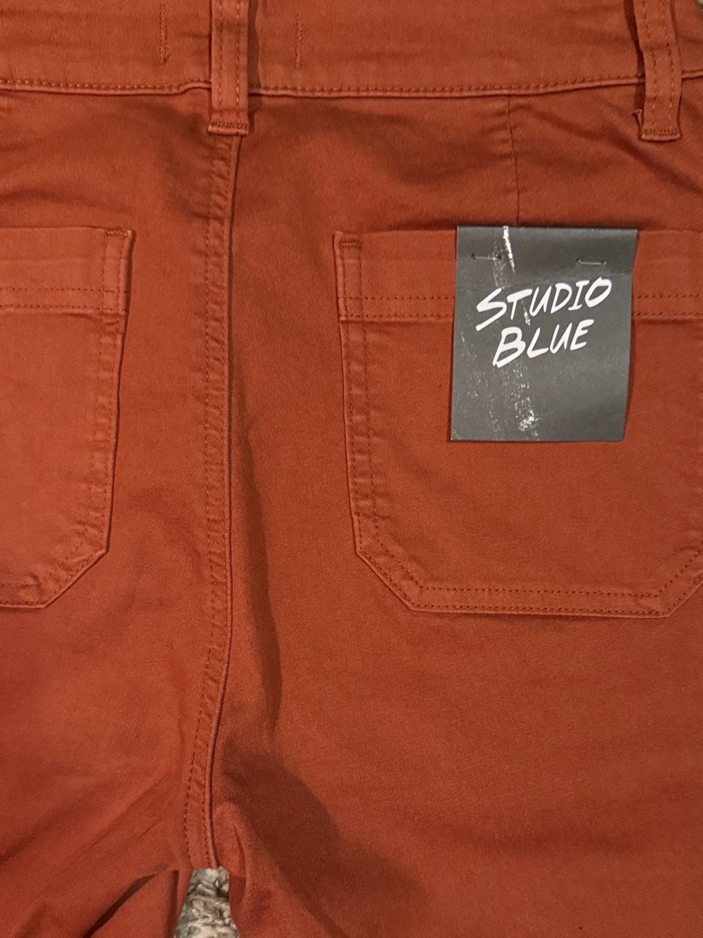 Studio Blue Rust Utility Crop Pants High Rise Stretch Cotton NWT Ankle 4/27 - Picture 6 of 8